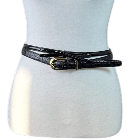 Valerie Stevens Accessories - Valerie Stevens Leather Belt Set Black L Skinny Bow Tie Women Accessory Bundle